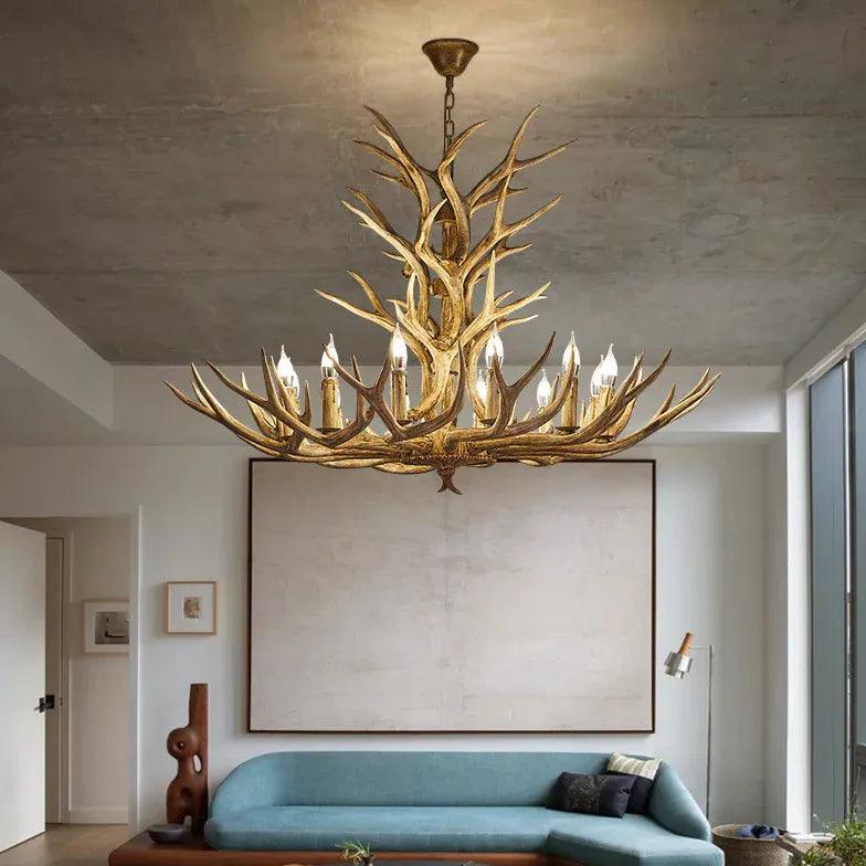 Faux Antler Wooden Candle Holder Chandelier - Clowas