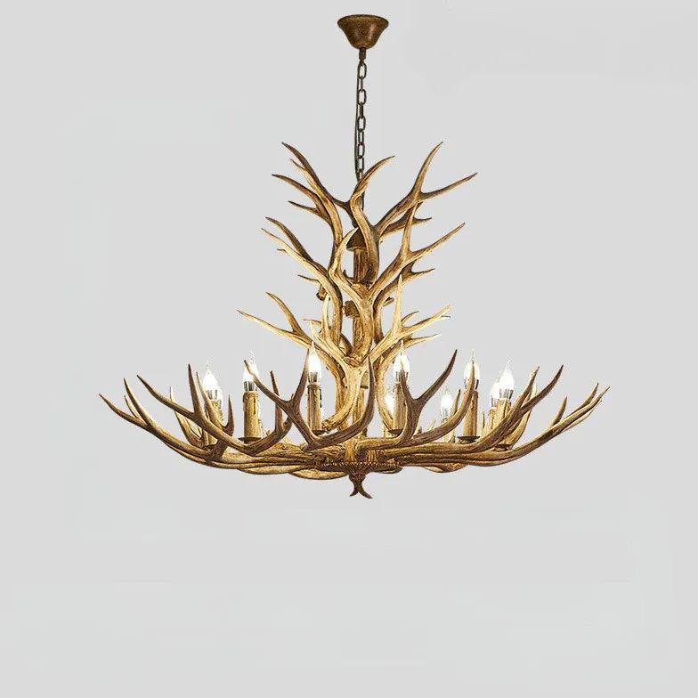 Faux Antler Wooden Candle Holder Chandelier - Clowas
