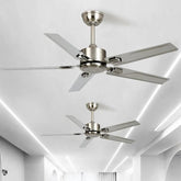Silver Five-Blade Metallic Industrial Ceiling Fan - Clowas