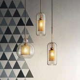 Industrial Glass Light Pendants with Round Spheres