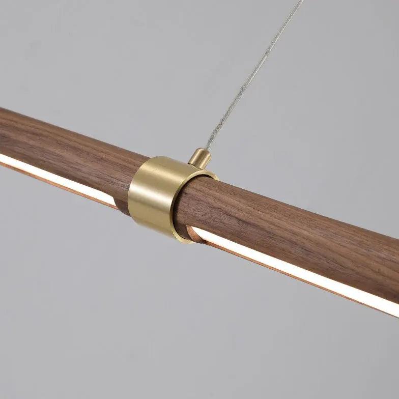Slender Cylinder Dining Room Wooden Pendant Light - Clowas
