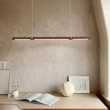 Slender Cylinder Dining Room Wooden Pendant Light - Clowas