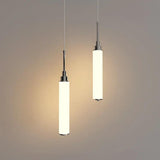 Slender Cylindrical Living Room White Pendant Light - Clowas