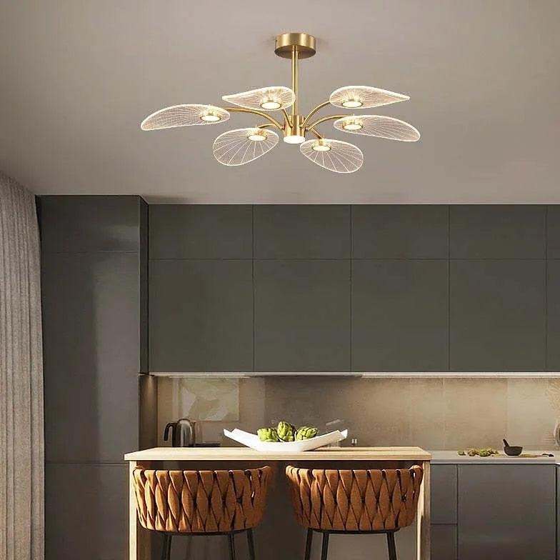 Slender Lotus Leaf Gold LED Pendant Light - Clowas