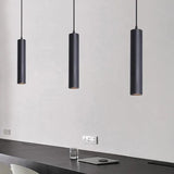 Slender Tubular Shape Modern Black Pendant Light - Clowas