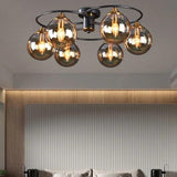 Smoked Industrial Glass Flush Ceiling Lights - Clowas
