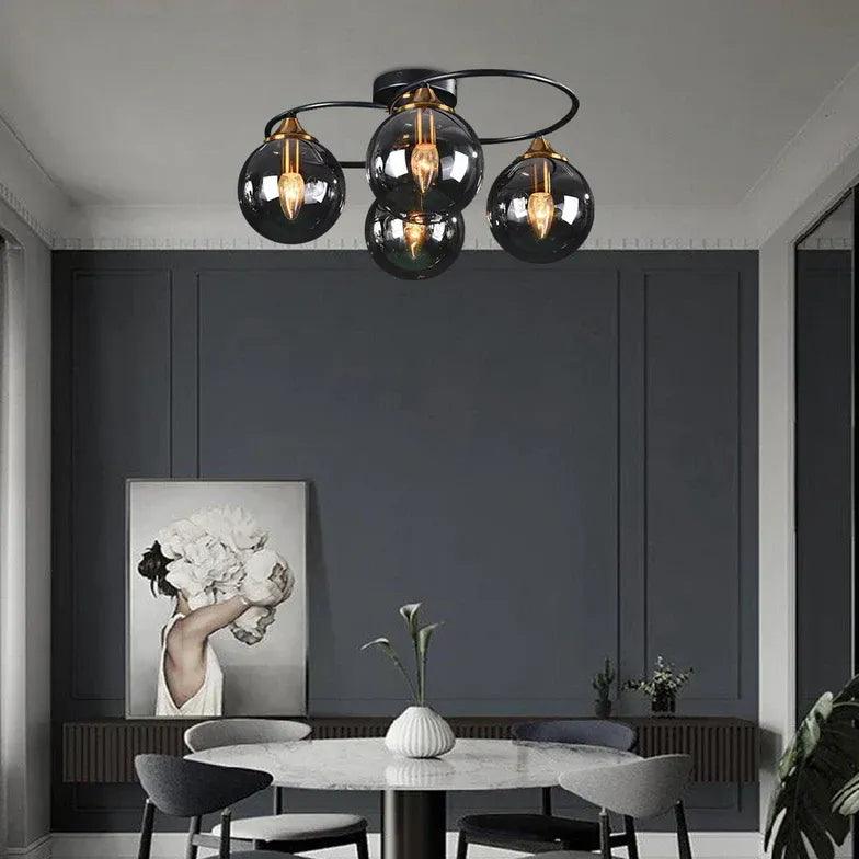 Smoked Industrial Glass Flush Ceiling Lights - Clowas