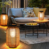 Solar Imitation Rattan Lanterns Outdoor Floor Lamps - Clowas