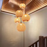 Contemporary Chinese Rattan Pendant Lighting For Staircase