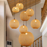 Contemporary Chinese Rattan Pendant Lighting For Staircase