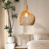 Vintage Wooden Birdcage Pendant Light for Living Room
