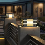 Square Black Solar Outdoor Pillar Lights - Clowas