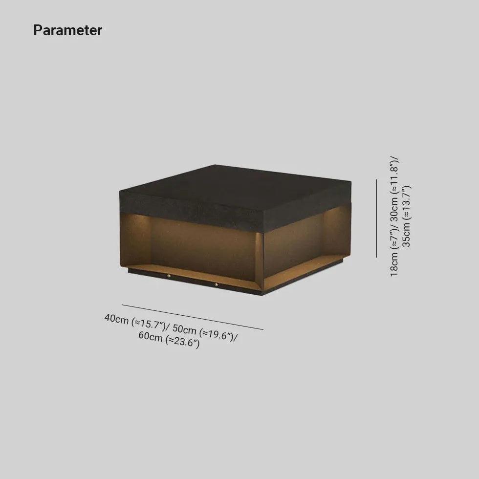 Square Modern Black Outdoor Pillar Lights - Clowas