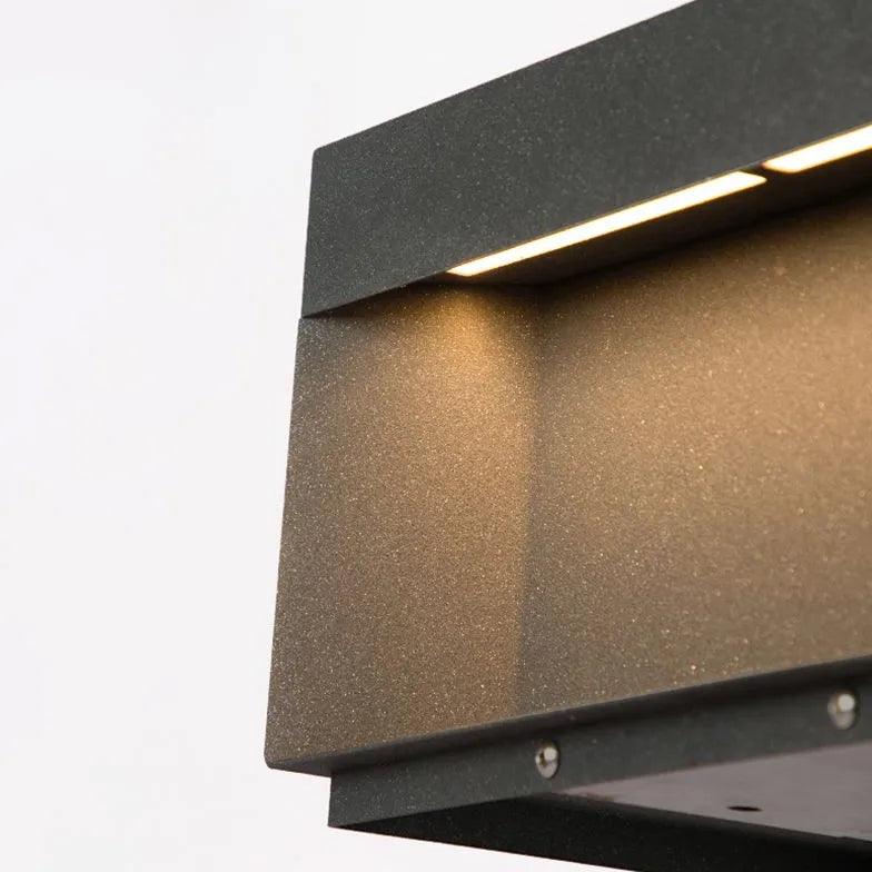 Square Modern Black Outdoor Pillar Lights - Clowas