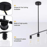 Square Transparent Black Industrial Chandelier - Clowas