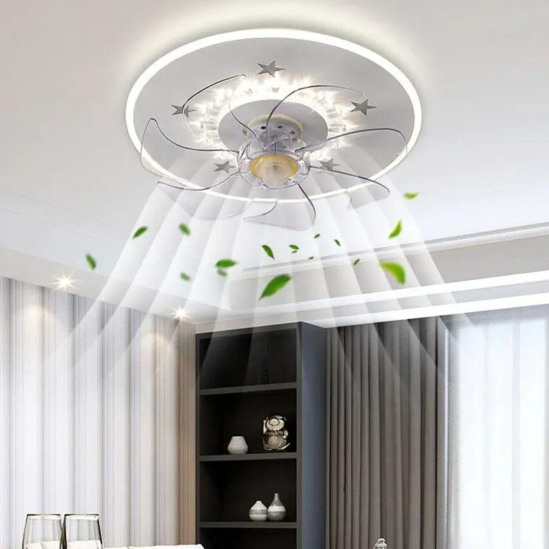 Star Decoration Modern White Ceiling Fan With Light - Clowas