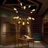 Star-Shaped Design Black Metal Industrial Pendant Light - Clowas