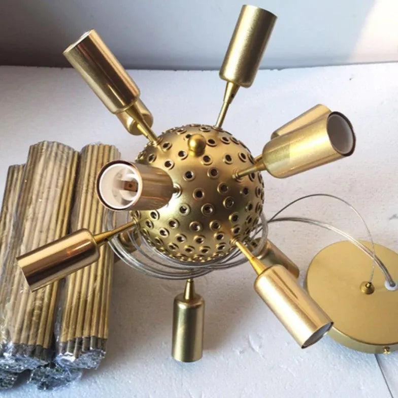 Star-Shaped Long Needle Gold Modern Chandelier - Clowas