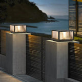 Striped Glass Square Outdoor Pillar Lights - Clowas