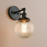 Metal Texture Glass Ball Design Wall Lamp