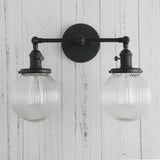 Textured Glass Double Bulb Design Wall Light