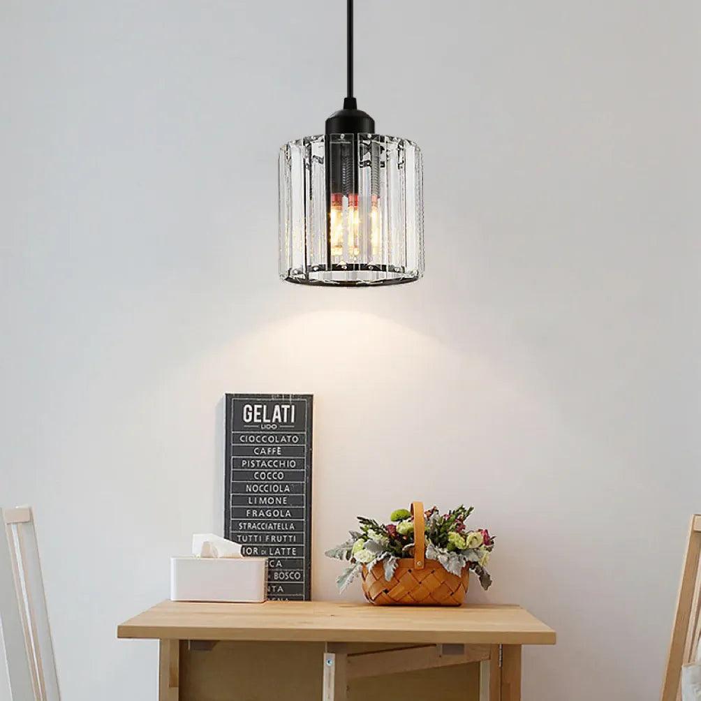 Transparent Cylindrical Glass Pendant Light - Clowas