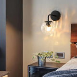 American Style Iron Art Glass Bedside Wall Light