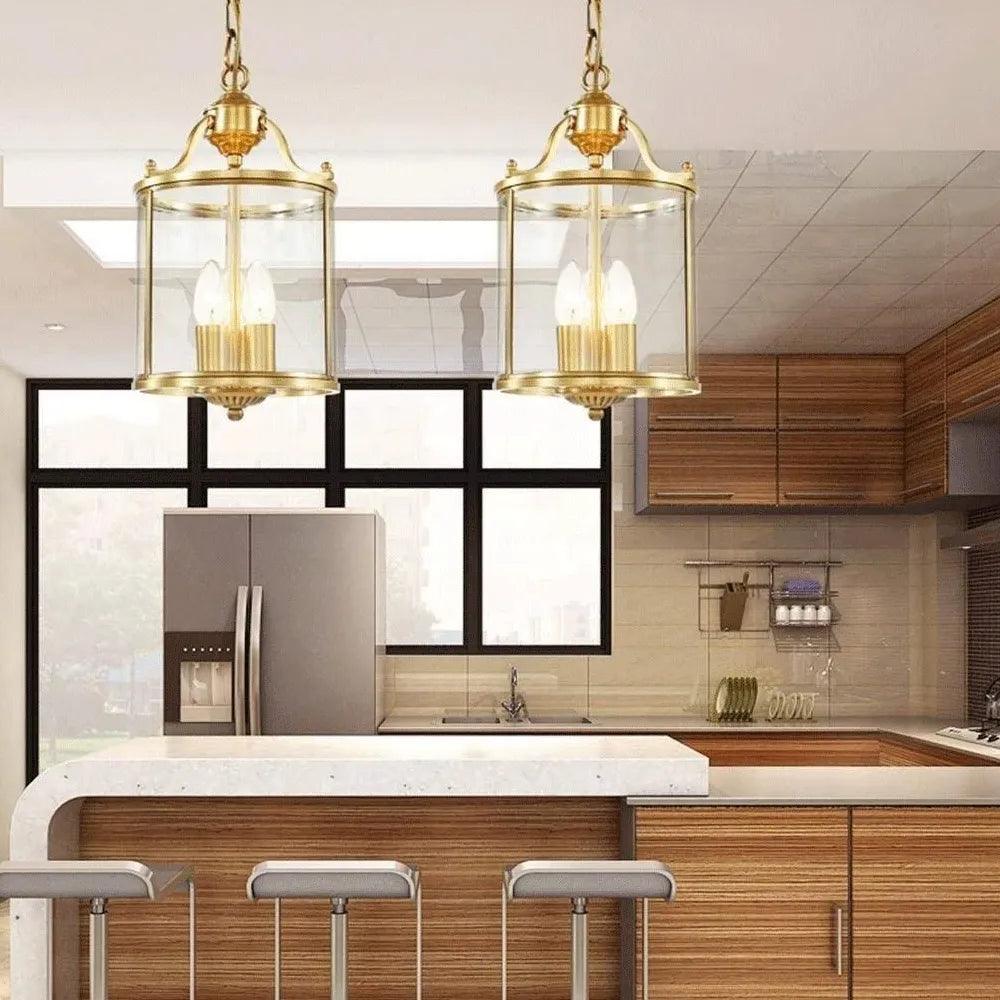 Transparent Lantern Vintage Gold Pendant Light - Clowas