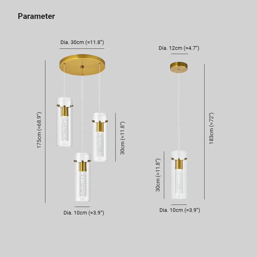 Transparent Long Cylinder Glass Pendant Light - Clowas