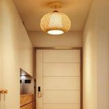 Trapezoid Lantern Rattan Flush Ceiling Lights - Clowas