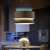 Double Layer Rattan Fabric Pendant Light