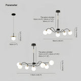 Modern Glass Chandelier Dimmable Black for Living Room