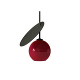 Glass Globe Pendant Light with Red Cherry Design