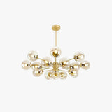 Glass and Gold Chandelier with Simple Iron Design