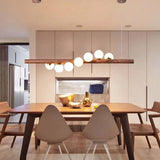 Wood Pendant Light with Modern Walnut Sphere Design