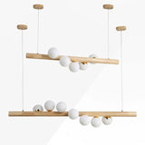 Wood Pendant Light with Modern Walnut Sphere Design