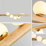 Wood Pendant Light with Modern Walnut Sphere Design