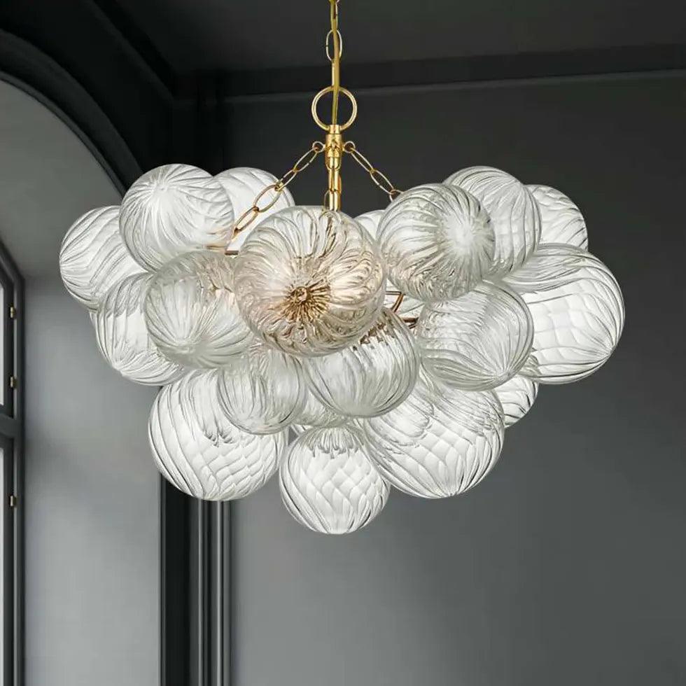 Transparent Glass Spherical Multi-Light Branch Chandelier - Clowas