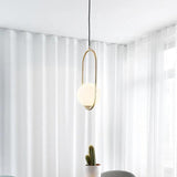 Minimalist Oval Glass White Ball Pendant Light