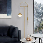 Glass Globe Floor Lamp with Contemporary Gold Finish