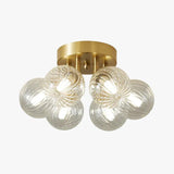 Ceiling Glass Light Fitting with Brass Ball Design
