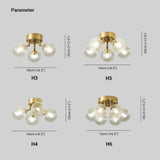 Ceiling Glass Light Fitting with Brass Ball Design