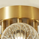 Ceiling Glass Light Fitting with Brass Ball Design
