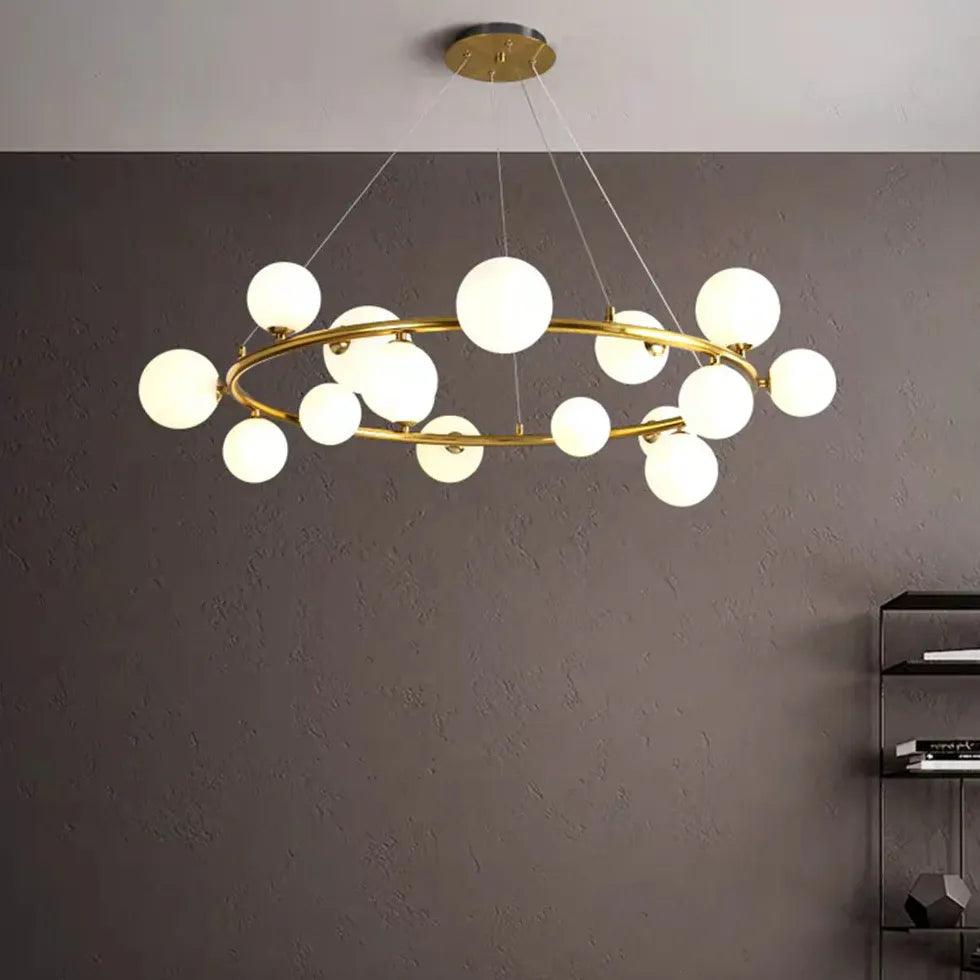 Golden Circle Modern Glass Sphere Pendant Light - Clowas