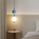 Modern Pendant Light with Creamy Round Ball Design For Bedroom