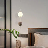 Modern Pendant Light with Creamy Round Ball Design For Bedroom