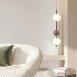 Modern Pendant Light with Creamy Round Ball Design For Bedroom