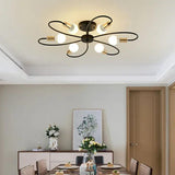 Minimalist Black Iron Curved Ceiling Lights for Bedroom