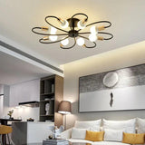 Minimalist Black Iron Curved Ceiling Lights for Bedroom