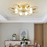 Minimalist Black Iron Curved Ceiling Lights for Bedroom